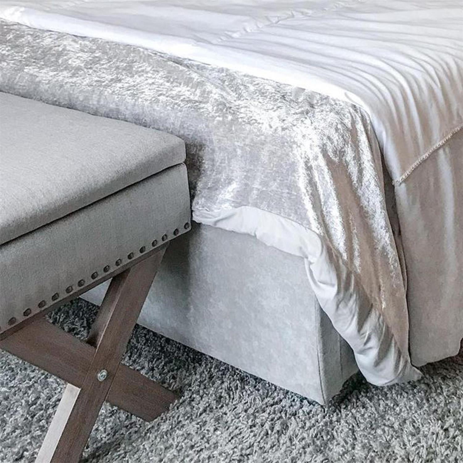 Demi Bonn 35" Upholstered Storage Bench with Hidden Space and Wood Legs for Living Room, Entryway and Bedroom Spaces, Gray