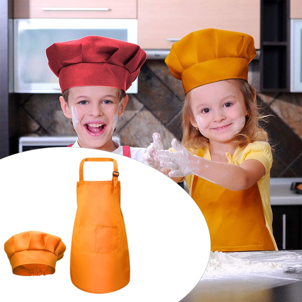 Shangren Kids Apron And Chef Hat Adjustable Children Chef Apron Boy Girl Apron With 2 Other