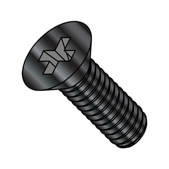 M4-0.70 x 8 mm Phillips Flat Machine Screw, Black Oxide Stainless Steel, 2000 PK