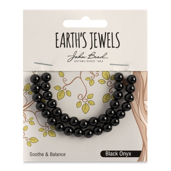 John Bead Earth’s Jewels Black Onyx Beads - Round, Pkg of 33, 6 mm Dia.