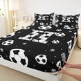 thumbnail image 4 of Erosebridal Cartoon Football Print Bed Sheets,Black White H Alphabet King Sheets For Soccer Lovers 4 Pieces, 4 of 6