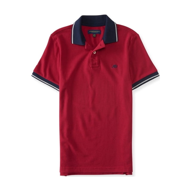 Aeropostale - Polo de rugby a rayas A87 para hombre, rojo, mediano Aeropostale polo, rugbi