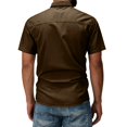 thumbnail image 5 of Havenx Men's Safari Cargo Shirt Short Sleeve Button Down Cargo Shirt with Pockets Collared Top Work Comfy Camping Work Hiking Casual Clothes,Coffee XL, 5 of 7
