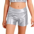 thumbnail image 3 of Kiijoy Girls Metallic Athletic Dance Shorts Stage Performance Yoga Trunks, Sizes 8-14, 3 of 3