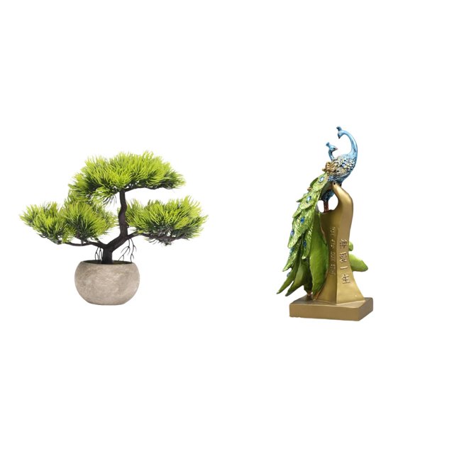 Árbol bonsái artificial,Árbol bonsái artificial para decoración de escritorio de interior y hogar,Figura de escritorio,Estante de estatua de pavo real para escritorio,decoración del