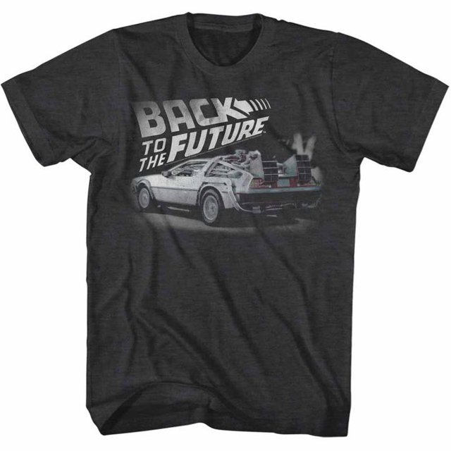 Back To The Future Faded Bttf Black Heather Adult T-Shirt 4Xlt