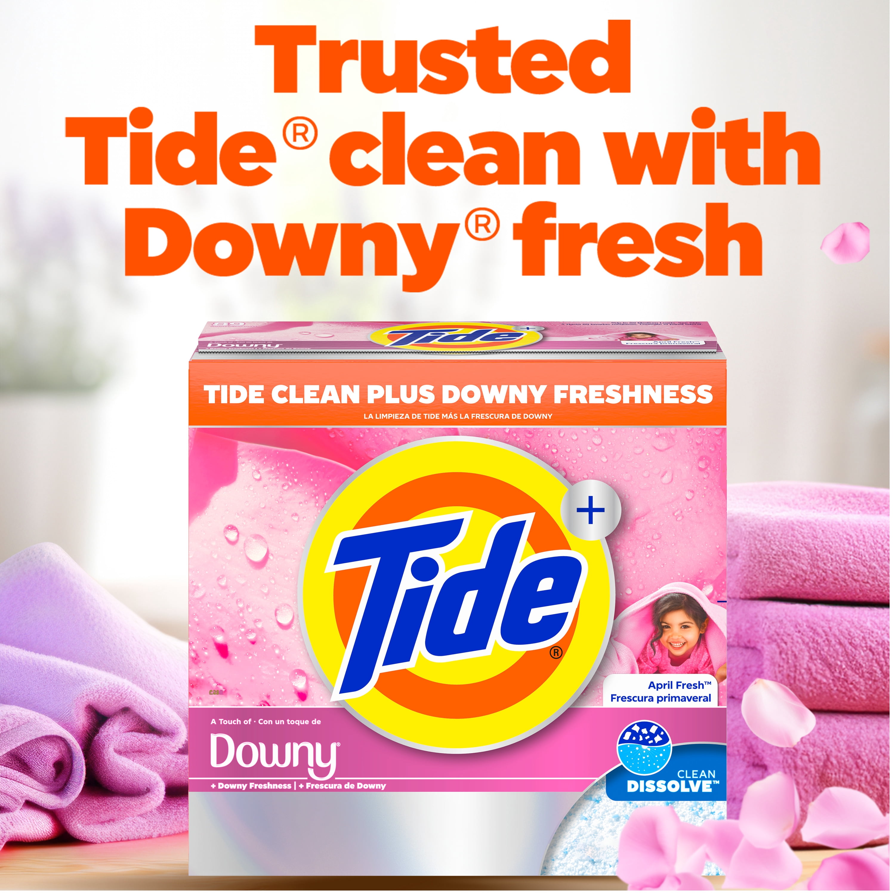 Tide Powder Laundry Detergent, with a Touch of Downy Scent, 89 Loads, 132 oz