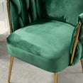 thumbnail image 6 of 27.4"W Accent Chair with Throw Pillow, Velvet Armchair with Handmade Weaving Backrest, Upholstered Reading Chair Single Sofa with Gold Metal Legs for Living Room Bedroom Dorm Room Office, Green, 6 of 7