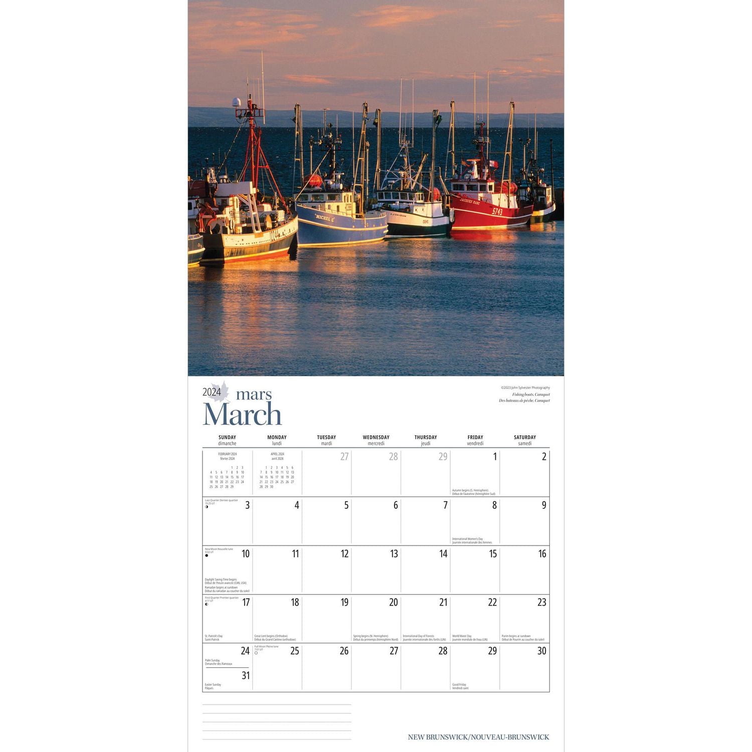 Wyman Publishing Nouveau-Brunswick 2024 30.48x60.96 CM Mur Carré Calendrier, 9781525611544