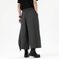 thumbnail image 3 of SSAAVKUY Men's Fashion Wide Leg Culottes Pants, Baggy Casual Elastic Waist Loose Streetwear Pants with Pockets Dark Gray 18, 3 of 8