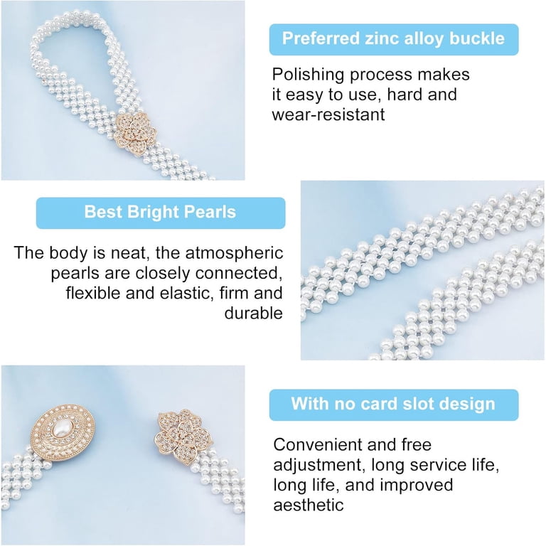 1bag Pearl Waist Belts for Women 2pcs Elastic Pearl Belts  display picture 3