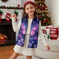 thumbnail image 3 of Xoenoiee Butterfly Rose Daisy Flower Print Girls' Fleece Vest with Stand Collar, Lightweight Sleeveless Jacket with Zipper and Pockets for Fall Winter, 5-6 Years, 3 of 7
