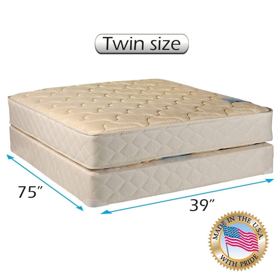 Chiro Premier 2-Sided Gentle Firm (Beige) Twin Size Mattress Set with Bed Frame Included - High Quality Foam, Good for your back, Orthopedic, Long Lasting by Dream Solutions USA