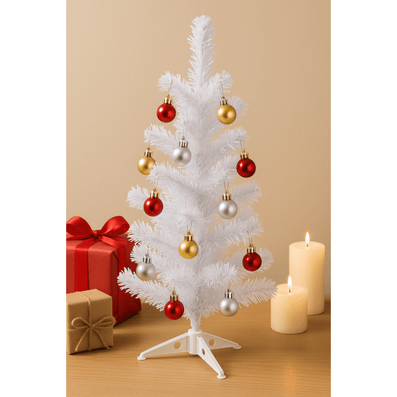 White Tabletop Mini Artificial Christmas Tree, 1-Count