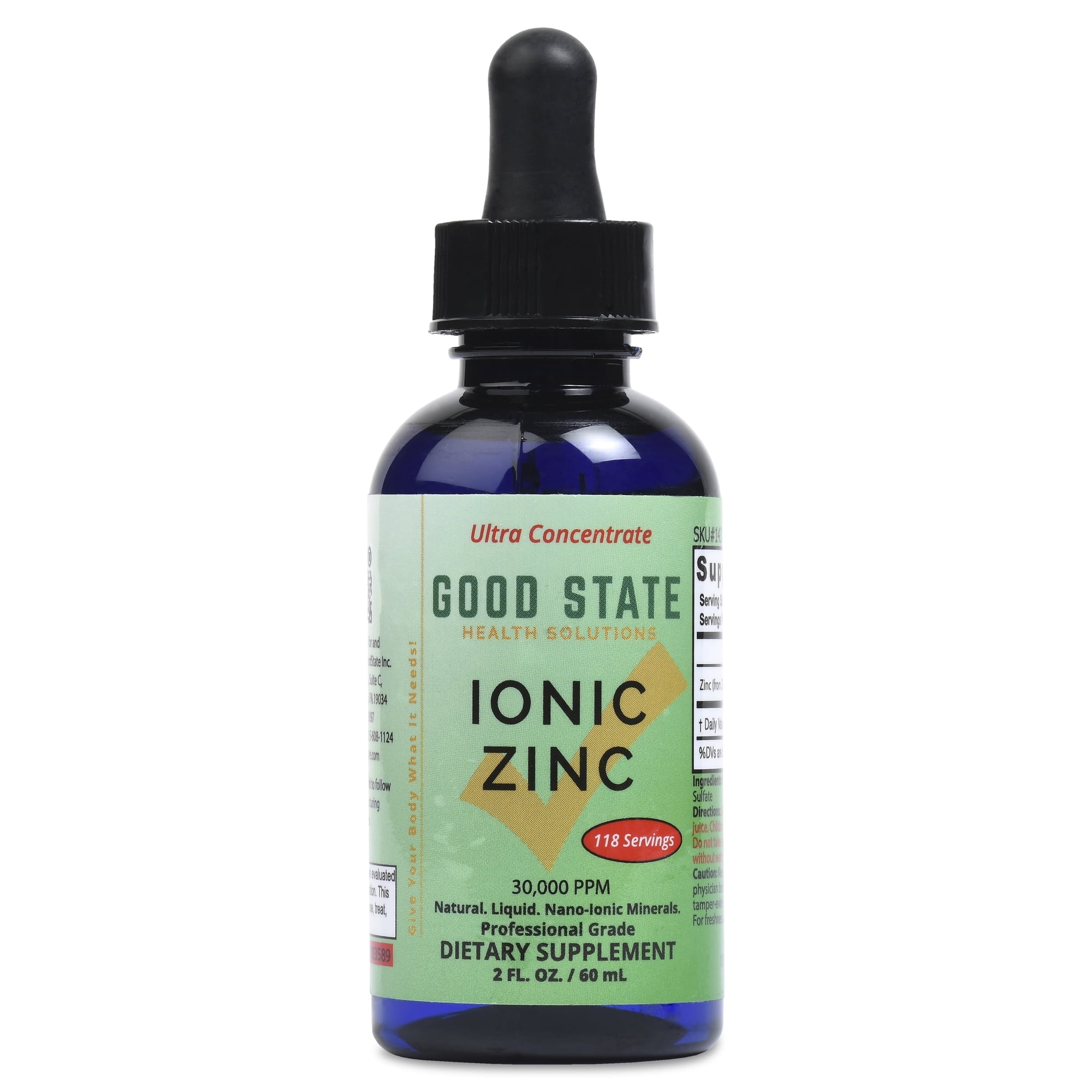 Good State Ionic Zinc Liquid Drops, Non-GMO, Supports Immune Health, 1.6 Fl Oz