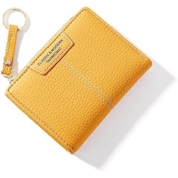 Bolsa de herramientas Y-amarillo Cartera pequeña para mujer Mini monedero plegable Estuche para tarjetas delgado Portamonedas con cremallera Bolsillo para monedas