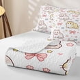thumbnail image 4 of Homewish Cartoon Cats Bed Spread Queen,Kawaii Bow Stars Queen Coverlet Set,Yellow White,3-Piece, 4 of 7