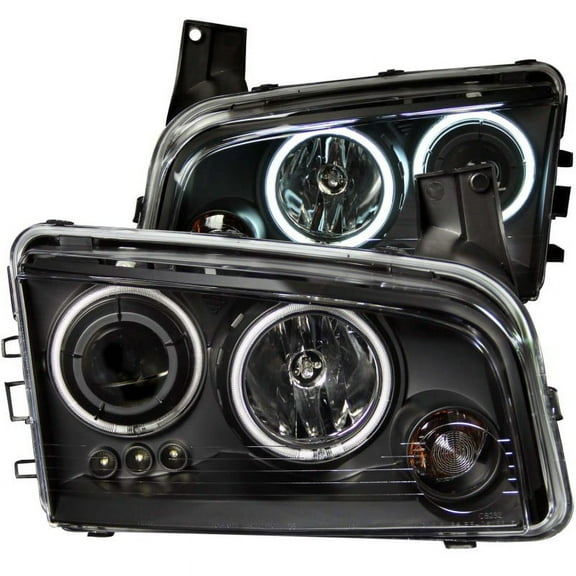 ANZO USA 121218 06-10 CHARGER HEADLIGHTS BLACK CLEAR PROJECTOR WITH HALOS Fits select: 2006-2010 DODGE CHARGER