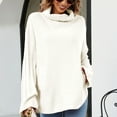 thumbnail image 2 of TIMIFIS Womens' Turtleneck Long Sleeve Cable Knit Sweaters Oversized Sweaters Fall Long Sleeve Spilt Hem Tunic Pullover Sweater Knit TopsFall/Winter, 2 of 5