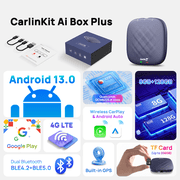 CarlinKit CarPlay Ai Box Plus with Android 13.0 System 8+128GB Qualcomms® QCM6225 Built-in Netf1ix/Y0uTube/GPS Wireless CarPlay&Android Auto Adapter