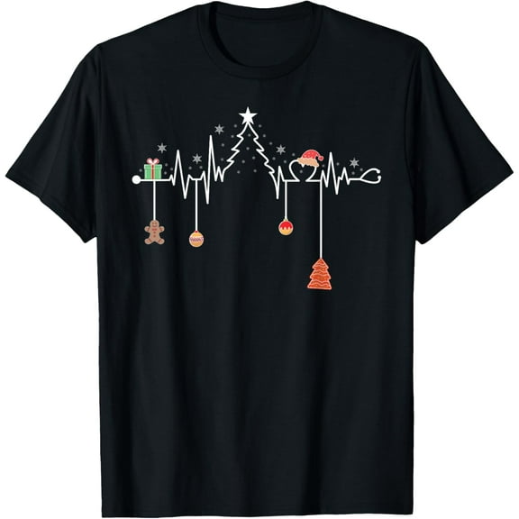 Christmas Tree Heartbeat Funny Nurse T-Shirt TShirt