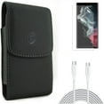 thumbnail image 1 of Matte Screen Protector & 10ft Long Type-C Cable & Case Belt Clip for Samsung Galaxy S22 Ultra (6.8") - Combo TPU Film Anti-Glare Anti-Fingerprint & Fast Charger Cord PD Power & Leather Holster Cover, 1 of 19