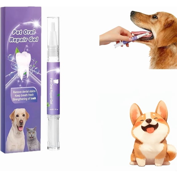 Lettuce Pets Toothbrush & Oral Repair Gel - Dog & Cat Breath Freshener Set (1pc)