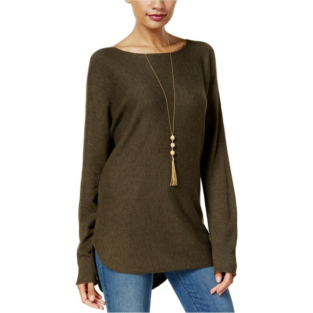 I.N.C Chandail en Tricot à Queue de Chemise pour Femmes, Vert, Petit