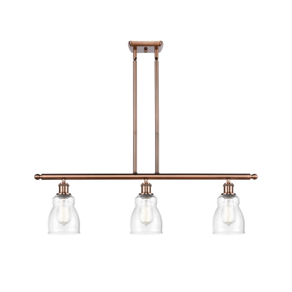 516-3I-AC-G394-Innovations Lighting-Ellery-3 Light Island in Nautiical Style-36 Inches Wide by 10 Inches High   Antique Copper Finish with Seedy Glass