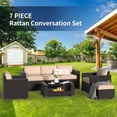 thumbnail image 4 of SHGJ&SOFT 7 Piece Patio Furniture Set, Wicker Outdoor Sectional Sofa with Washable Cushion Covers and Tempered Glass Table, Rattan Conversation Set for Poolside, 4 of 10