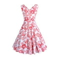 thumbnail image 1 of Qiopertar Robe d'Été Sans Manches Confortable pour Femmes Col en V Vintage Imprimé Régulier Robe de Soirée en Solde Livraison Gratuite à Moins de 5$ jusqu'à 90 % de Réduction, 1 of 6