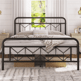 thumbnail image 2 of Yaheetech Vintage Metal Platform Bed with Diamond Pattern Headboard, Full, Black, 2 of 8