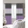 thumbnail image 3 of Purple Morocco Blackout Curtains, Light Blocking Print Window Curtains, Boho Stitching Pattern Stripes Grey Thermal Insulated Window Drapes for Living Room Kitchen Cafe 2 Panels, 84"W x 63"L, 3 of 9