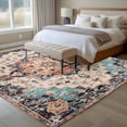 thumbnail image 4 of Orange Blue Area Rug 5x7 FT, Non Slip Bedroom Throw Carpet, Boho Geometric Middle Century Abstract Western Washable Soft Floor Carpet Non-Shedding Rug for Dining Room Bedside Classroom Desk, 4 of 9