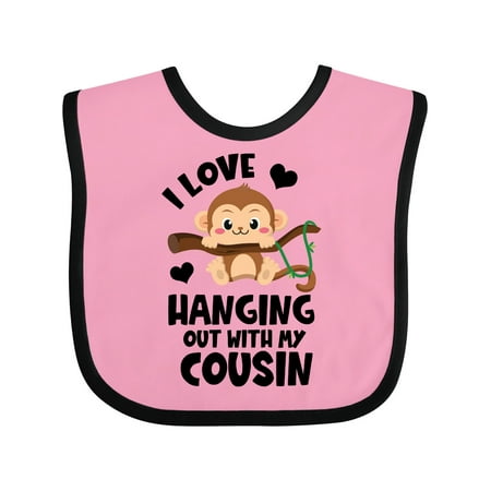 

Inktastic Monkey I Love Hanging out with My Cousin Gift Baby Boy or Baby Girl Bib