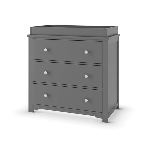 Child Craft Harmony 3 Drawer Dresser with Removable Changing Table Topper for Nursery or Bedroom, (Brushed Pebble)