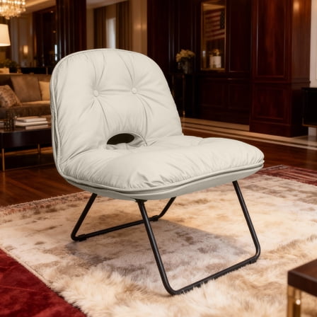 CALLIEVER Accent Chair,Folding 2 in 1,Living Room Chair,PU Leather,Beige