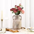 thumbnail image 2 of Ceramic Flower Vase with Handles, Large Decorative Terracotta Vase, Farmhouse Vases for Home Decor, Rustic Vintage Vases for Living Room, Kitchen, Bedroom, Office, Coffee Table, 28CM (Brown), 2 of 7