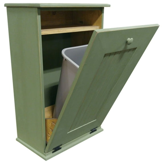 Contemporary Home Living 35.75" Distressed Sage Green Large Tilt Out Trash Bin