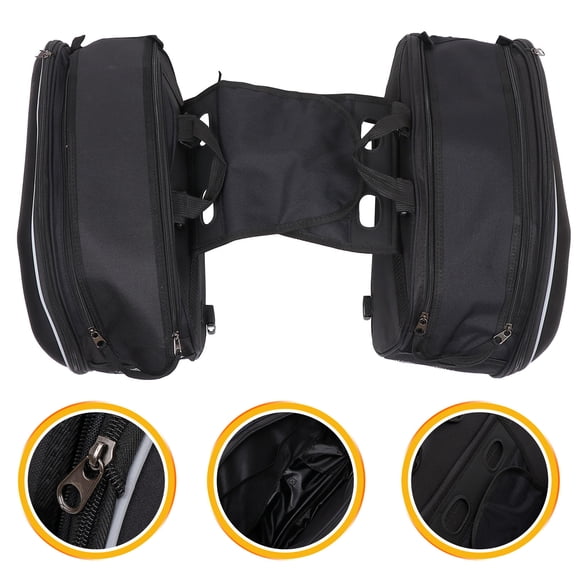 LABSERRON Motorbike Saddle Bags Black Oxford Waterproof Saddle Design For Motorcyclists Riding 1 Pair 17.7X11.8X7.5in