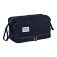 thumbnail image 1 of Bolsa de maquillaje grande, bolsa de artículos de tocador portátil, cierre de cremallera, organizador de brochas de maquillaje, bolsa de cosméticos de Negro, 1 of 8