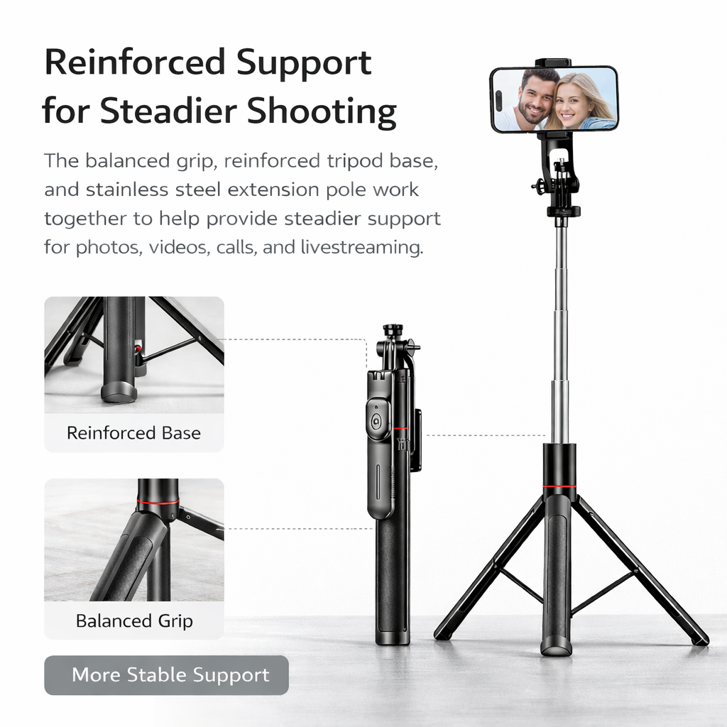 NIUTA 67-Inch Selfie Stick Tripod with Bluetooth Remote photo 3