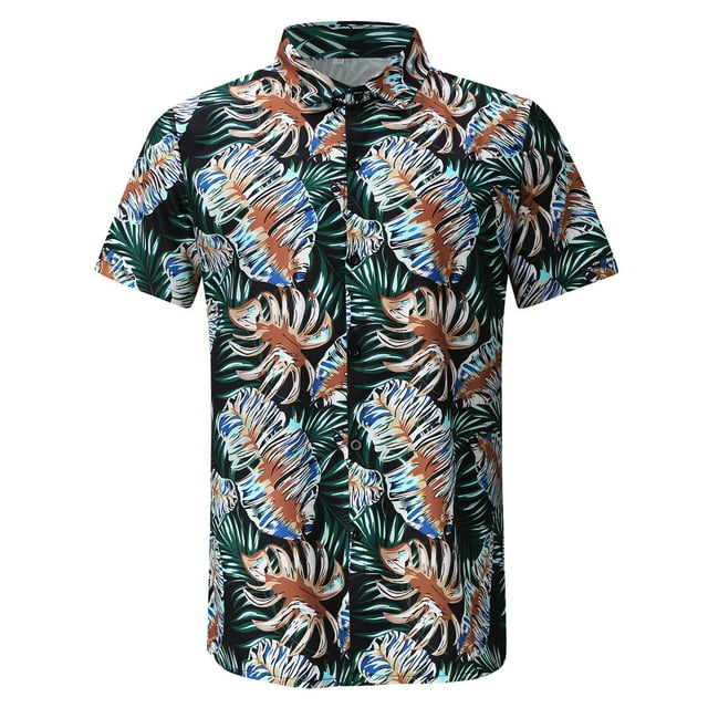 Aqestyerly Chemise Hawaïenne pour Homme à Manches Courtes Imprimée, Décontractée, Boutonnée, Haut d'Été de Plage HWRETIE
