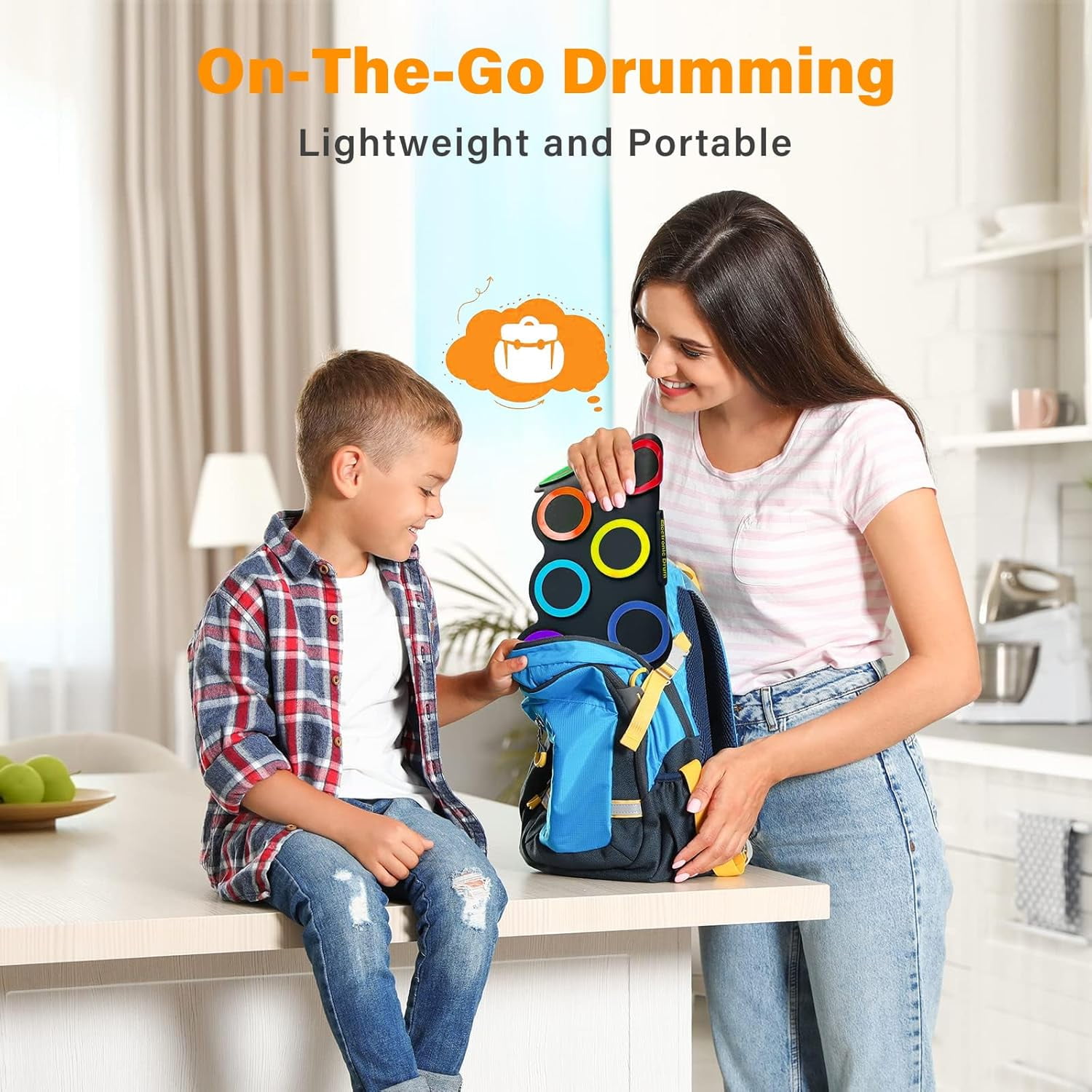 Portable Electronic Drum Set - 7 Pads Roll up Drum Practice Pad with Pedals & Stick, Jack in Drum Set Kit for Kids and Adults, Great Holiday Christmas & Birthday Gift