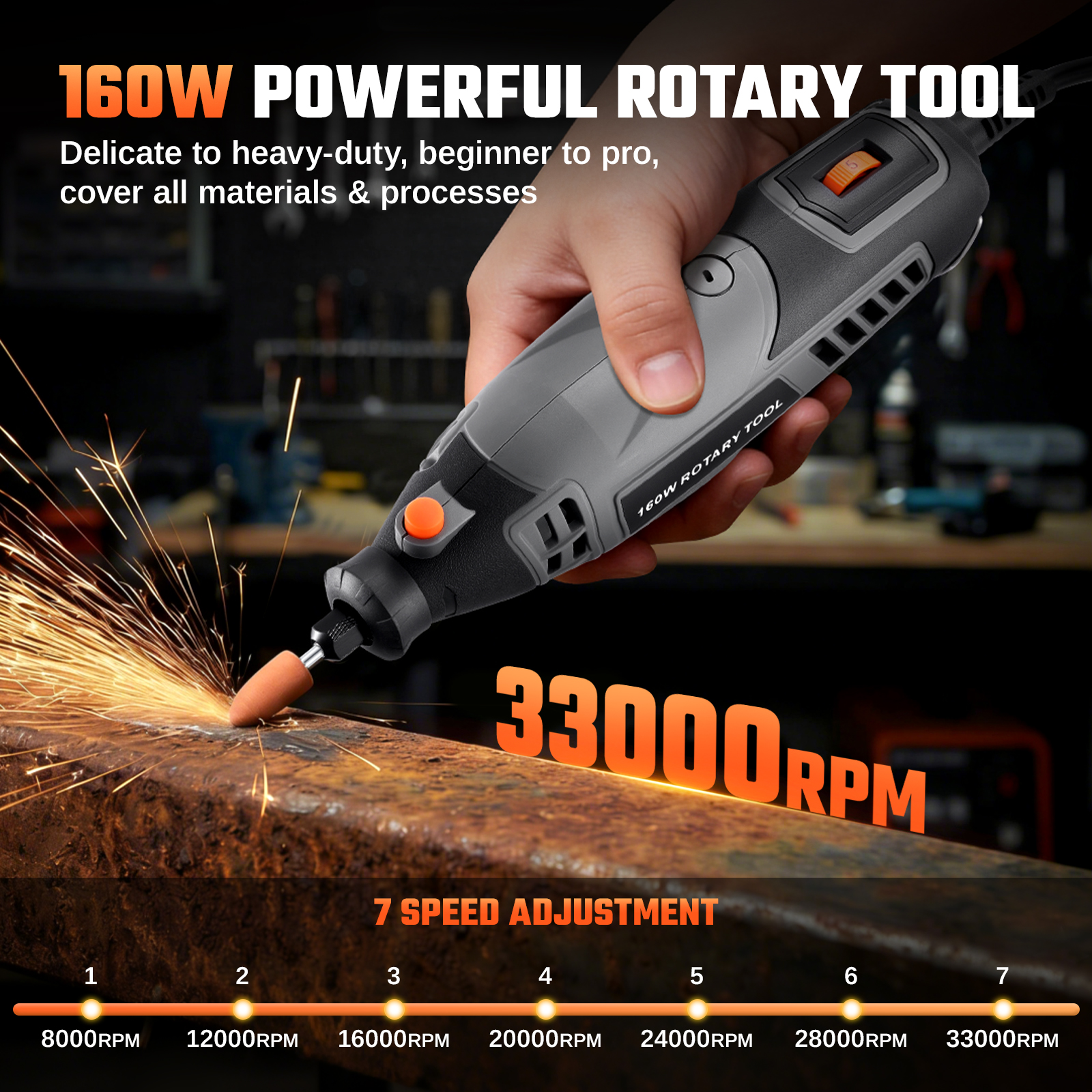 Speedwow 160W Rotary Tool Kit with Flex Shaft and 160 Accessories photo 6