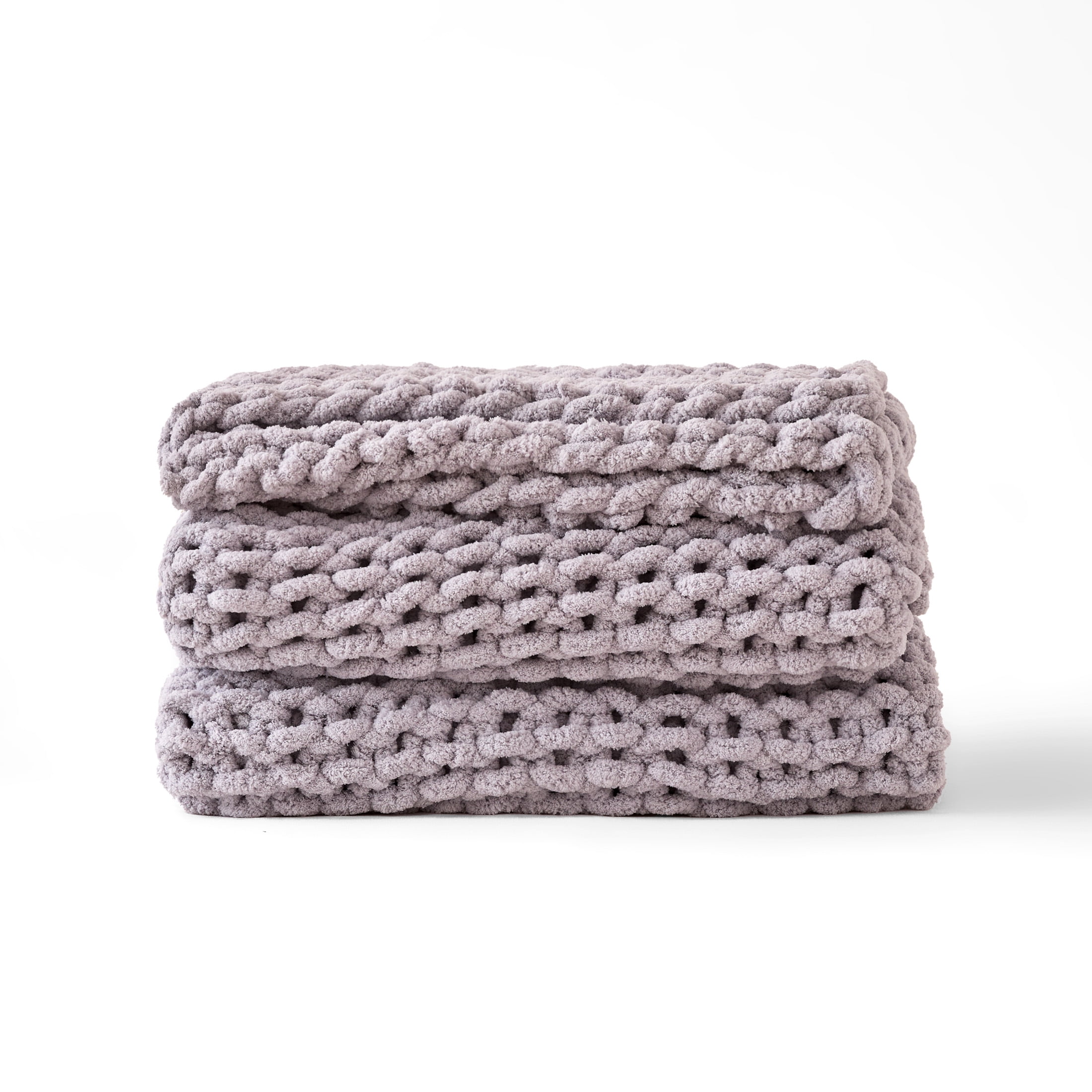 Sonive Grey Throw Blanket, Chunky Velvet Knit Warm Soft Handmade Circular Throw Blankets for Couch Bed Sofa, 80" × 90"