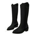 thumbnail image 2 of Gyexs Slouchy Boots for Women Knee High Mid Calf Boots Fashion Block Heel Warm Winter Cold Weather Boots Z01 Black Size 7, 2 of 8