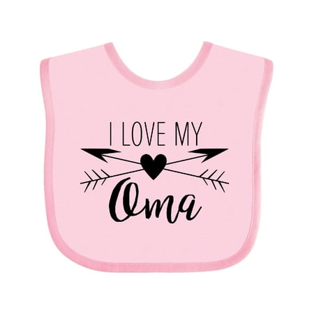 

Inktastic I Love My Oma Heart and Arrows Gift Baby Boy or Baby Girl Bib