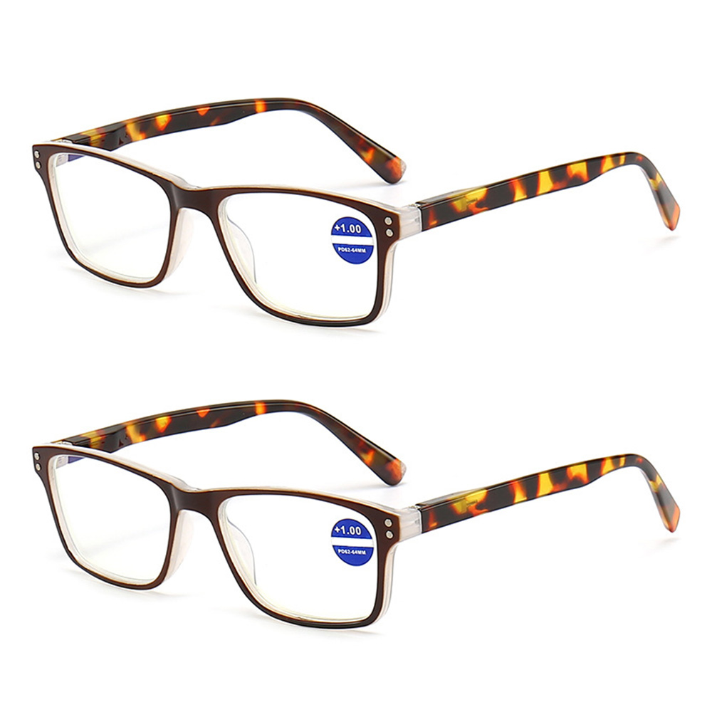 Skearow Mens Womens Eyeglasses Blue Light Blocking Readers 2 Pairs High