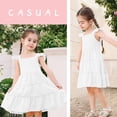 thumbnail image 4 of Vestido Dalukit para niñas pequeñas, sin mangas, con volantes, blanco, verano, 4 of 6